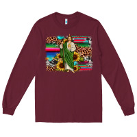 Burgundy san judas leopard cowhide sunflower background Long Sleeve Tee - JahusDesignShop