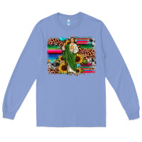 Colony Blue san judas leopard cowhide sunflower background Long Sleeve Tee - JahusDesignShop
