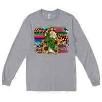Heather Grey san judas leopard cowhide sunflower background Long Sleeve Tee - JahusDesignShop