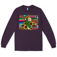 Plum san judas leopard cowhide sunflower background Long Sleeve Tee - JahusDesignShop