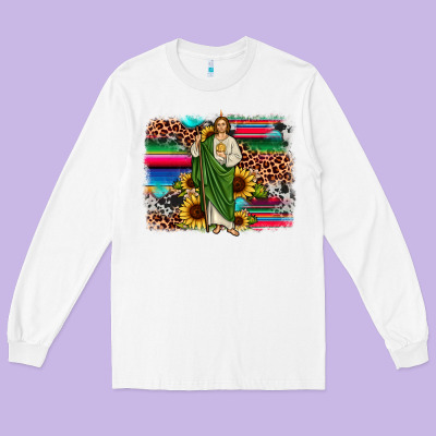San Judas Leopard Cowhide Sunflower Background Long Sleeve Tee Designed By Jahusdesignshop