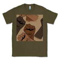 Army Green melanin raised fist seamless pattern Classic Tee - BundleAndBundleShop