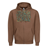 Chestnut leopard with turquoise glitter Zipper Hoodie - Artiststas