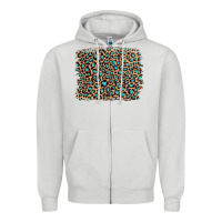 Dove Grey leopard with turquoise glitter Zipper Hoodie - Artiststas
