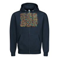 Navy leopard with turquoise glitter Zipper Hoodie - Artiststas