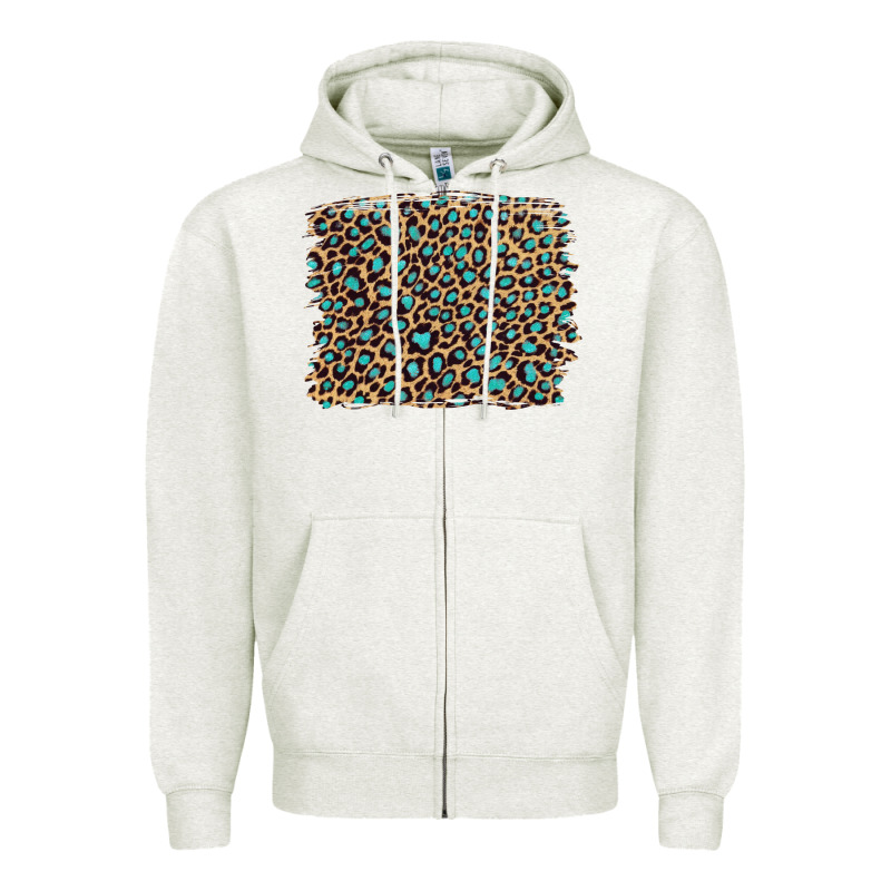 Leopard With Turquoise Glitter Zipper Hoodie by Artiststas | Teevron