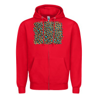 Red leopard with turquoise glitter Zipper Hoodie - Artiststas