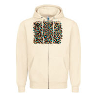 Sandshell leopard with turquoise glitter Zipper Hoodie - Artiststas
