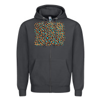 Smoke leopard with turquoise glitter Zipper Hoodie - Artiststas