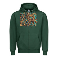 Sports Green leopard with turquoise glitter Zipper Hoodie - Artiststas
