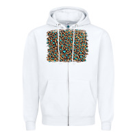 White leopard with turquoise glitter Zipper Hoodie - Artiststas