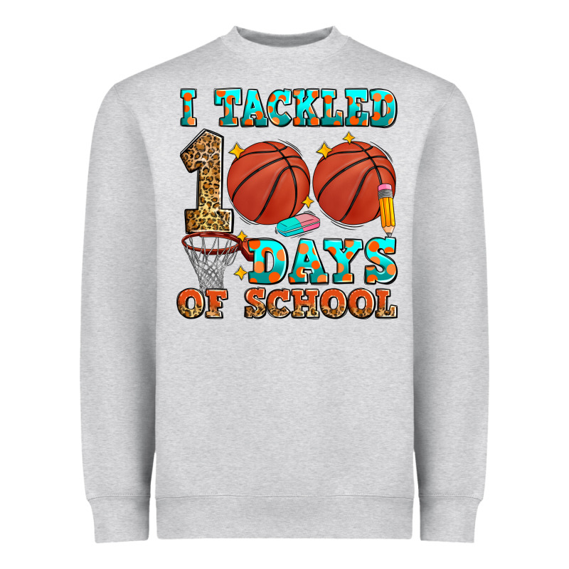 I Tackled 100 Days Of School Basketball Heavyweight Sweatshirt by Zillion Design Studio | Teevron