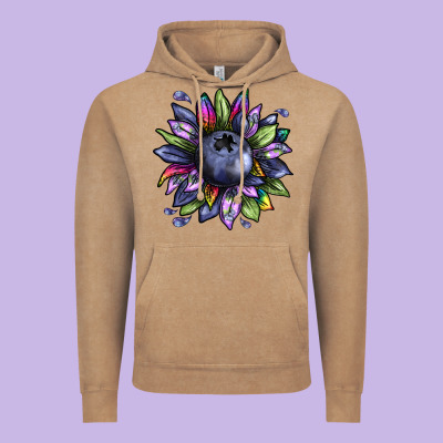 Blueberry Sunflower Vintage Hoodie Designed By Texasbilliewilder