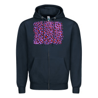 Navy lilac leopard with red glitter Zipper Hoodie - Artiststas