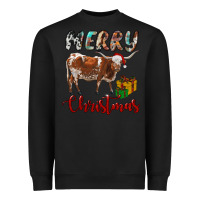 Black Texas Longhorn Merry Christmas Heavyweight Sweatshirt - RanaPortraitStore