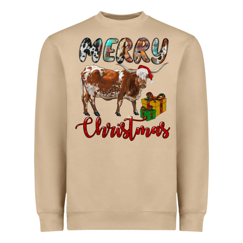 Texas Longhorn Merry Christmas Heavyweight Sweatshirt by RanaPortraitStore | Teevron