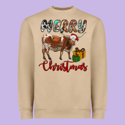 Texas Longhorn Merry Christmas Heavyweight Sweatshirt Designed By Ranaportraitstore