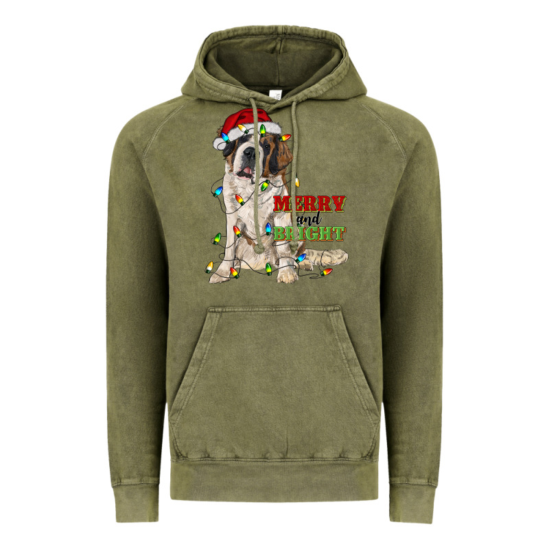 Merry And Bright Saint Bernard Vintage Hoodie by RanaPortraitStore | Teevron