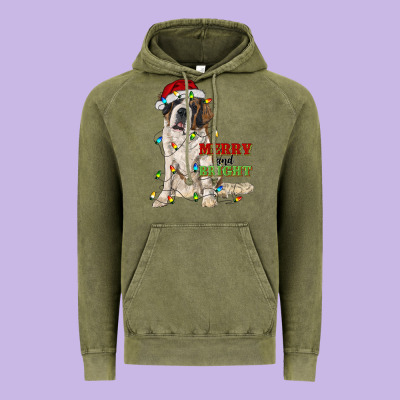 Merry And Bright Saint Bernard Vintage Hoodie Designed By Ranaportraitstore