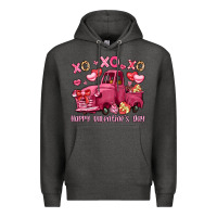 Charcoal Heather xo xo xo happy valentine's day truck Premium Hoodie - LillyAllenDesigns
