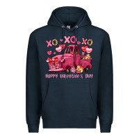Navy xo xo xo happy valentine's day truck Premium Hoodie - LillyAllenDesigns