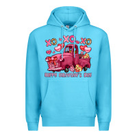 Ocean Blue xo xo xo happy valentine's day truck Premium Hoodie - LillyAllenDesigns