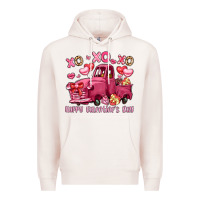 Pale Pink xo xo xo happy valentine's day truck Premium Hoodie - LillyAllenDesigns