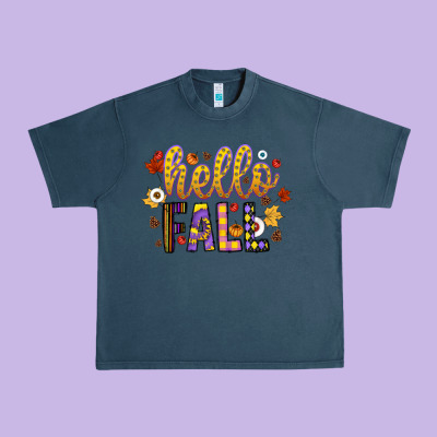 Hello Fall Urban Heavy Tee Designed By Cowhidedigitalart
