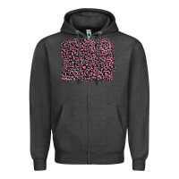 Charcoal Heather pink leopard with pink glitter Zipper Hoodie - Artiststas