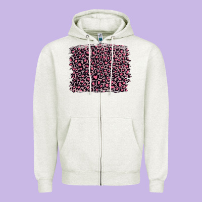 Pink Leopard With Pink Glitter Zipper Hoodie Designed By Artiststas