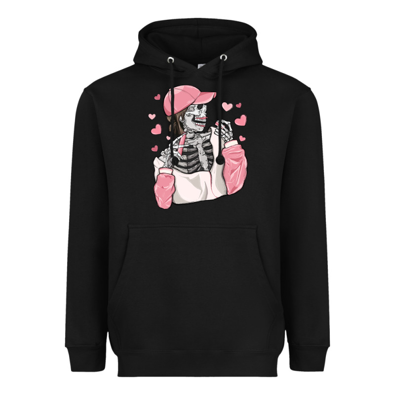 Skeleton Girl Valentine's Day Heavyweight Hoodie by MaliasSmallBusiness | Teevron