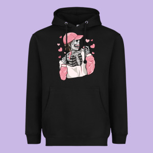 Skeleton Girl Valentine's Day Heavyweight Hoodie Designed By Maliassmallbusiness
