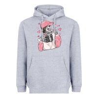 Heather Grey skeleton girl valentine's day Heavyweight Hoodie - MaliasSmallBusiness
