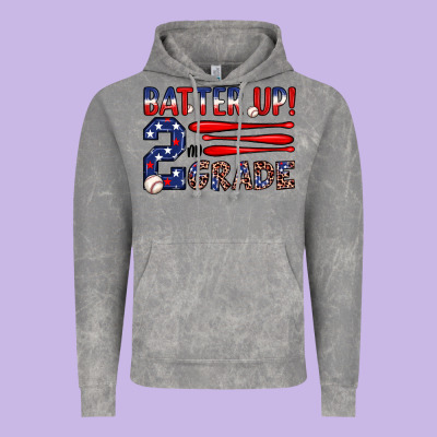 Batter Up 2nd Grade Vintage Hoodie Designed By Jahusdesignshop