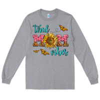 Heather Grey tired mom vibes Long Sleeve Tee - AdoDesignShop