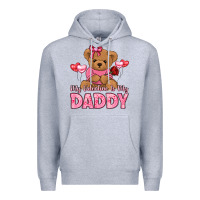 Heather Grey my valentine is my daddy Premium Hoodie - LillyAllenDesigns