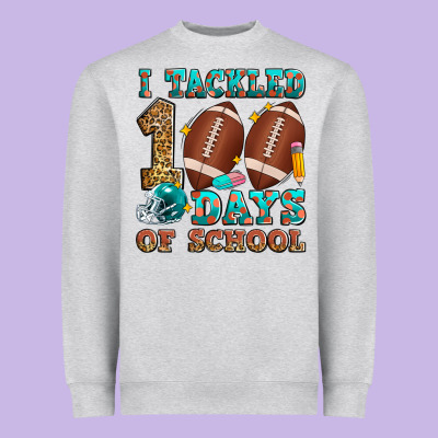 I Tackled 100 Days Of School American Football Heavyweight Sweatshirt Designed By Zillion Design Studio