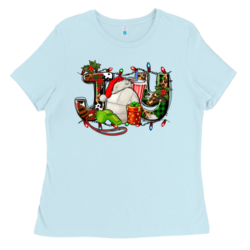 Joy With Volleyball And Santa's Hat Ladies Tee by AdoDesignShop | Teevron