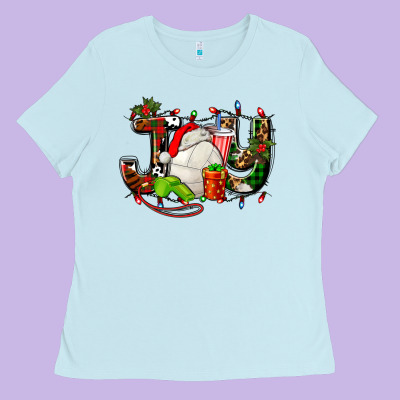 Joy With Volleyball And Santa's Hat Ladies Tee Designed By Adodesignshop