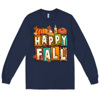 Navy happy fall Long Sleeve Tee - Artiststas