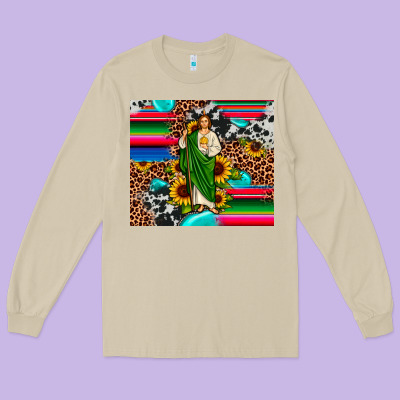 San Judas Leopard Cowhide Gemstone Long Sleeve Tee Designed By Jahusdesignshop