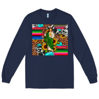Navy san judas leopard cowhide gemstone Long Sleeve Tee - JahusDesignShop