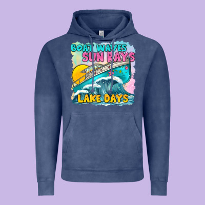 Boat Waves Sun Rays Lake Days Vintage Hoodie Designed By Texasbilliewilder