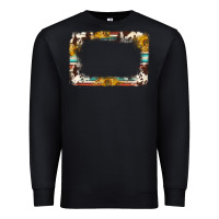 Black western serape sunflower background frame Premium Sweatshirt - NancyCooperArtShop