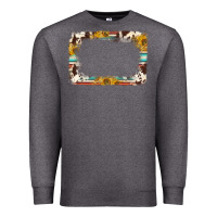 Charcoal Heather western serape sunflower background frame Premium Sweatshirt - NancyCooperArtShop