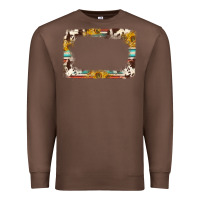 Chestnut western serape sunflower background frame Premium Sweatshirt - NancyCooperArtShop