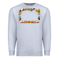 Heather Grey western serape sunflower background frame Premium Sweatshirt - NancyCooperArtShop