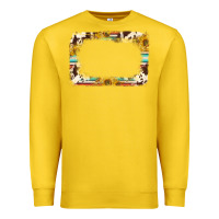 Lemon western serape sunflower background frame Premium Sweatshirt - NancyCooperArtShop