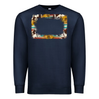 Navy western serape sunflower background frame Premium Sweatshirt - NancyCooperArtShop