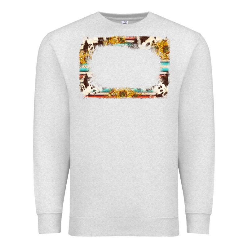 Western Serape Sunflower Background Frame Premium Sweatshirt by NancyCooperArtShop | Teevron